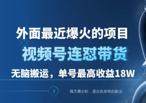 视频号带货项目，无脑搬运，单号最高收益18W，附带扩大规模的方式-富翁研习社