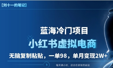 暴力冷门蓝海项目，小红书虚拟电商，0成本一单98，一天能赚1000+-富翁研习社