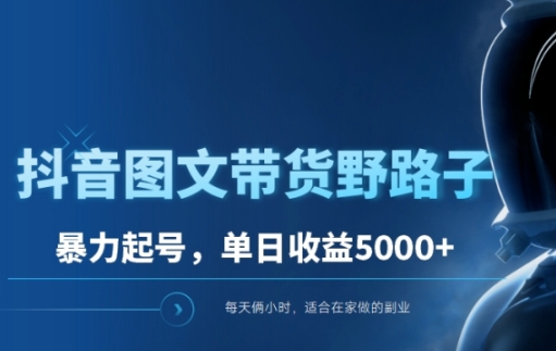 抖音图文带货野路子，暴力起号，单日收益5000+-富翁研习社