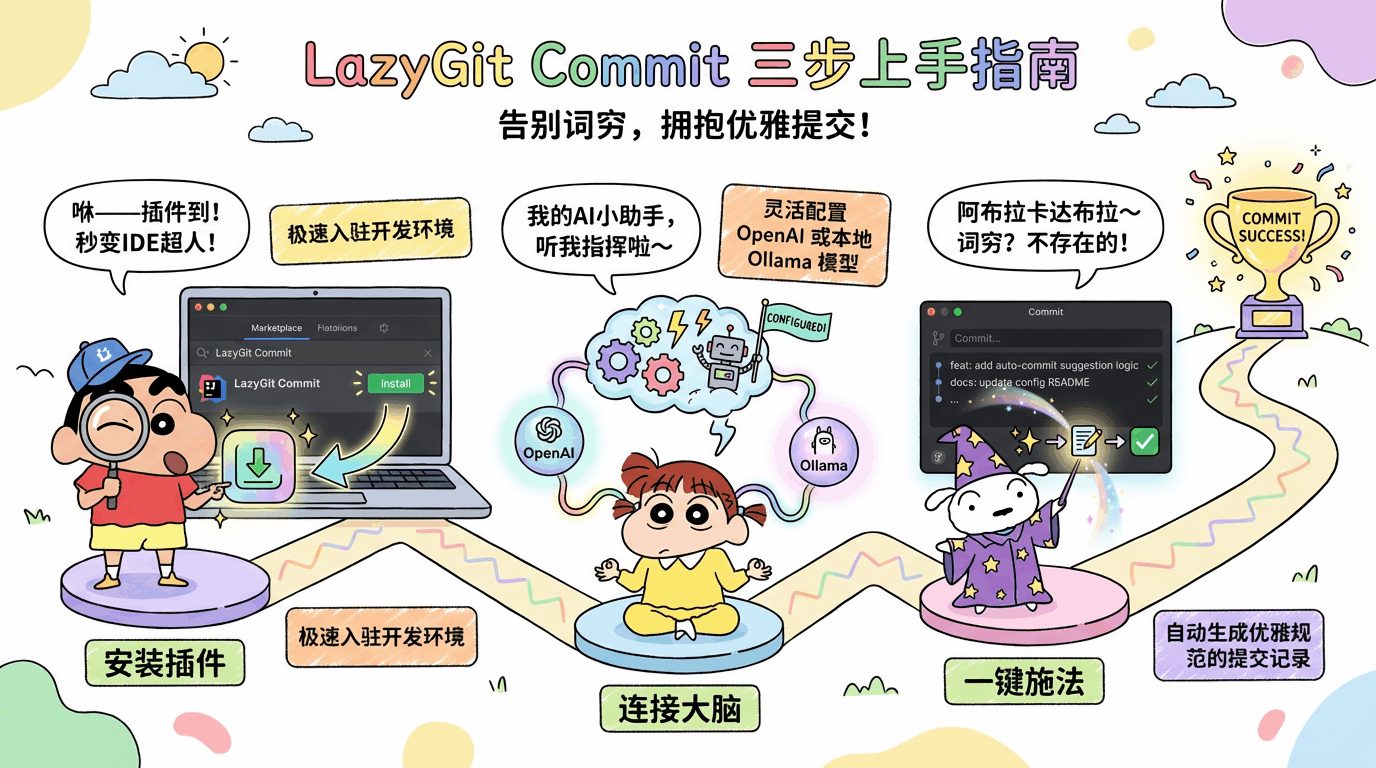 🚀 告别词穷！LazyGit Commit：让 AI 帮你秒写优雅的 Git 提交记录